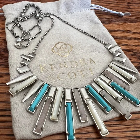 Kendra Scott Silver and Blue Geometric Necklace - Picture 2 of 2